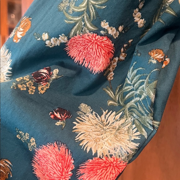 Anthropologie Porridge green textured floral sleeve mixed media sweatshirt-S - Picture 4 of 7